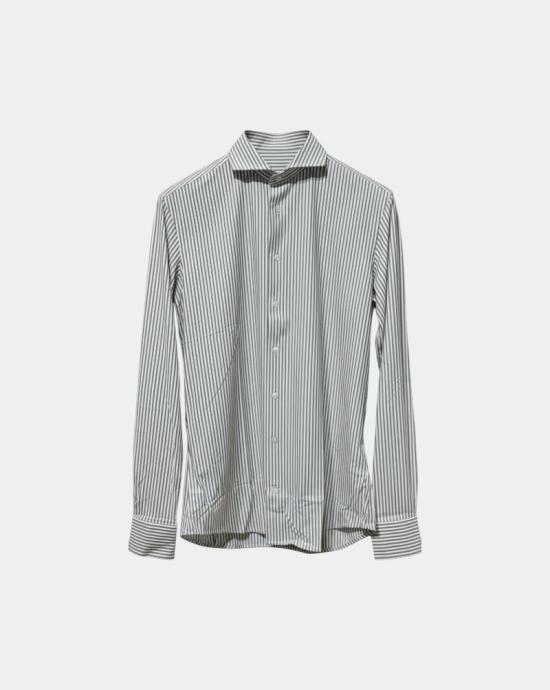 25FW 트라이아노 긴팔 셔츠 T15008317 463 Green striped