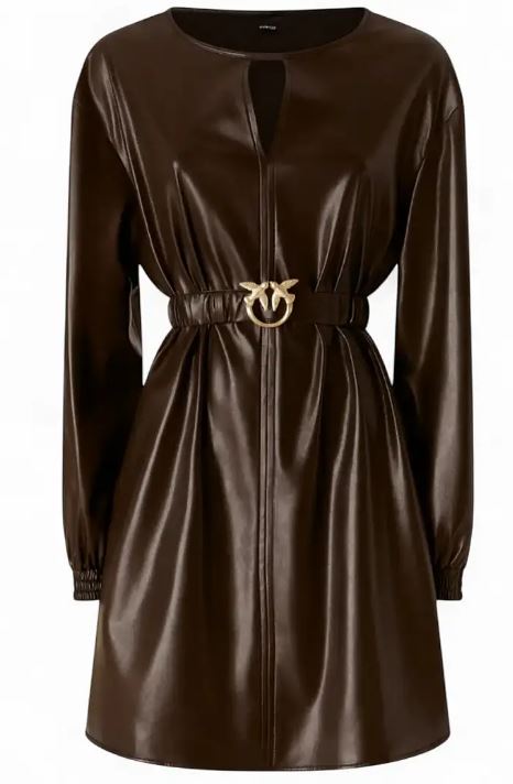 25FW 핑코 미디 원피스 SFUMATO105587 A2P4M22 Brown - PINKO