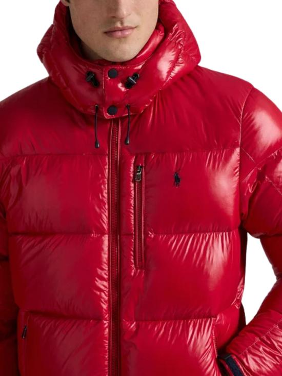 25FW 랄프 로렌 포니 로고 후디드 패딩 710968281 004 Red - RALPH LAUREN