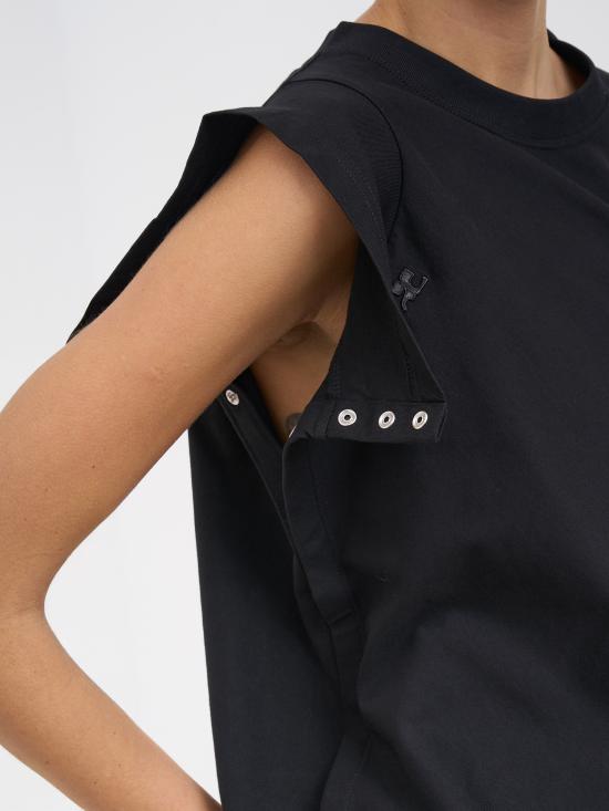 25FW 쿠레쥬 반팔 티셔츠 M425JTS231JS02339999 BLACK - COURREGES