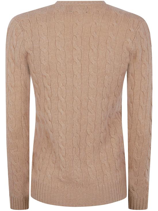 25FW 폴로 랄프로렌 포니 로고 자수 케이블 니트 v넥 스웨터 211971866 002 CAMEL - POLO RALPH LAUREN