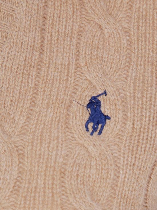 25FW 폴로 랄프로렌 포니 로고 자수 케이블 니트 v넥 스웨터 211971866 002 CAMEL - POLO RALPH LAUREN