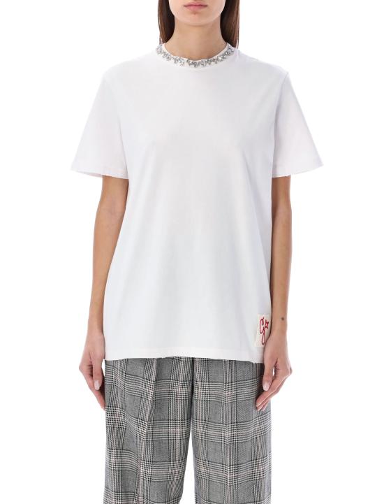 26SS 골든구스 카보숑 크리스탈 티셔츠 GWP01220P000673 10363 VINTAGE WHITE