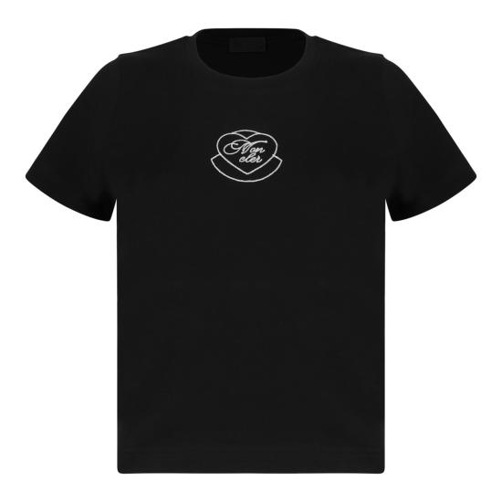 25FW 몽클레어 자수 하트 로고 코튼 티셔츠  8C0000989AJS998 BLACK