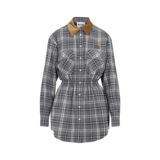 26SS 미우미우 미디 원피스 MF6159SOOO1807 F0480 GREY - MIU MIU