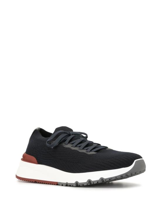 26SS 브루넬로 쿠치넬리 코튼 니트 세미 폴리쉬드 카프스킨 러너 MZUPMBO252CP307 BLUE - BRUNELLO CUCINELLI