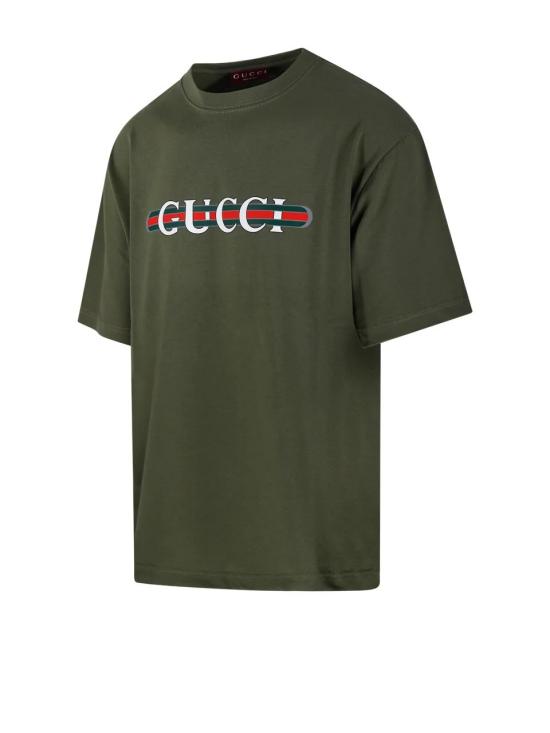 25FW 구찌 코튼 저지 티셔츠 798115XJHDG 3450 GREEN - GUCCI