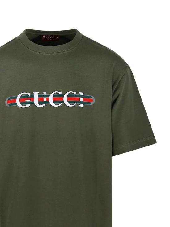 25FW 구찌 코튼 저지 티셔츠 798115XJHDG 3450 GREEN - GUCCI