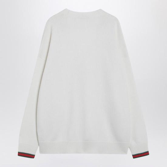25FW 구찌 브이넥 울 캐시미어 가디건 830815XKE13 9304 WHITE - GUCCI