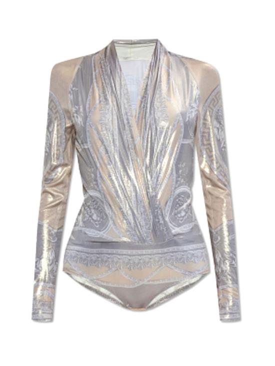 25SS 베르사체 바디수트 티셔츠 1005321 1A13546 Grigio Grey