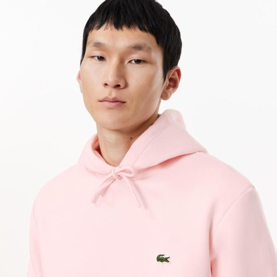 25FW 라코스테 오가닉 코튼 후드 티셔츠 SH9623T03 Pink - LACOSTE