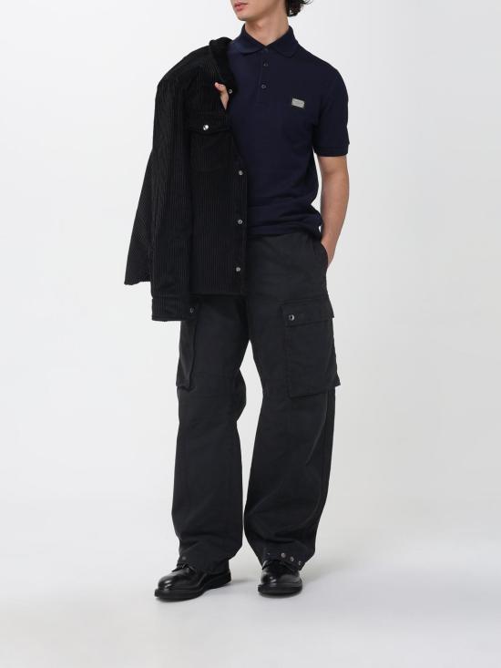 25FW 돌체앤가바나 로고 태그 코튼 폴로 셔츠 G8PL4TG7F2H B0665 Blue - DOLCE & GABBANA