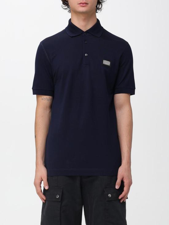 25FW 돌체앤가바나 로고 태그 코튼 폴로 셔츠 G8PL4TG7F2H B0665 Blue