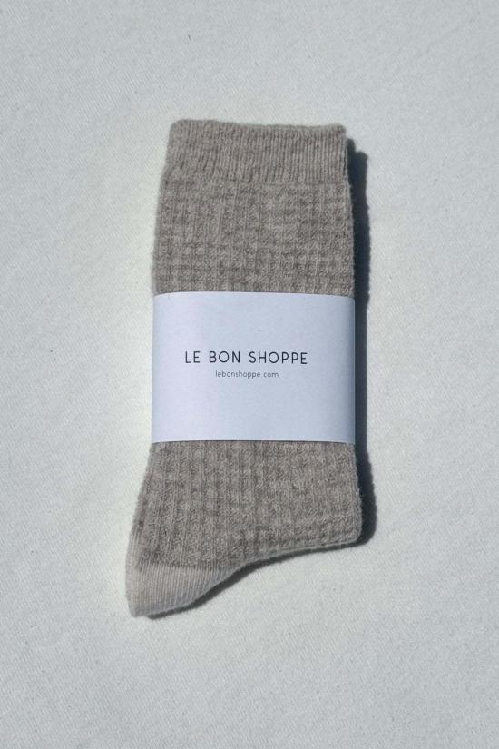  르 본 숍 양말 르 봉 숍 울 와플  스톤/크림 - Le Bon Shoppe