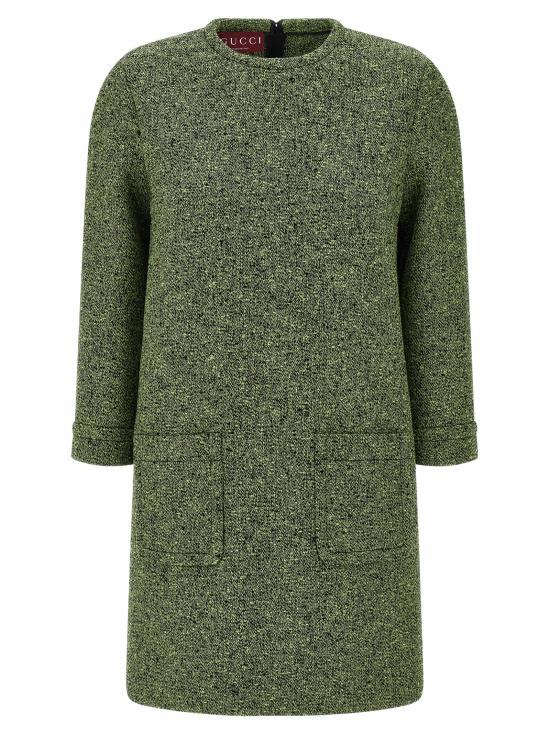 25FW 구찌 코튼 울 뮬리네 드레스 849645ZATH53005 Green