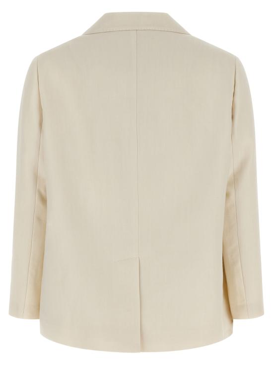 26SS 브루넬로 쿠치넬리 모닐리 비스코스 & 리넨 플루이드 트윌 블레이저 MH1267621C579 White - BRUNELLO CUCINELLI