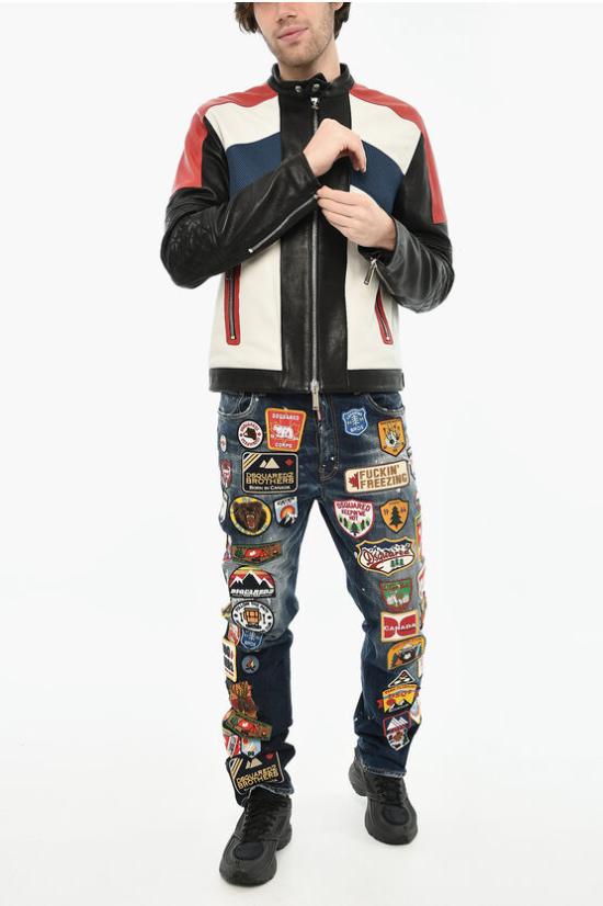  디스퀘어드2 가죽 자켓 S71AN0074 SY1343 961 Bianco Blu Nero Rosso - DSQUARED2