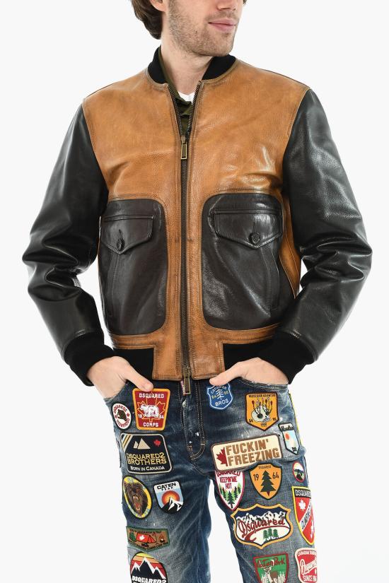  디스퀘어드2 가죽 자켓 S71AN0375 SX9749 961 Marrone Nero