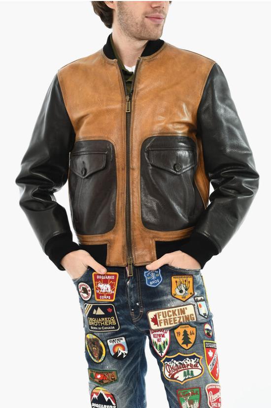  디스퀘어드2 가죽 자켓 S71AN0375 SX9749 961 Marrone Nero