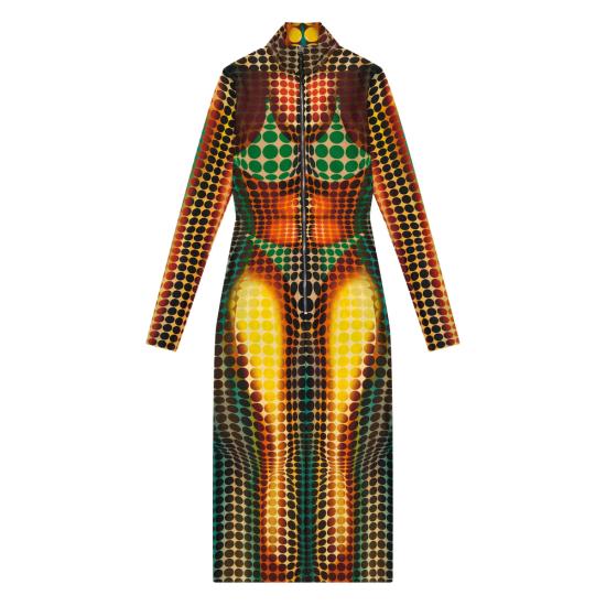 26SS 장 폴 고티에 롱 원피스 DR130 J042P 15506 YELLOW RED