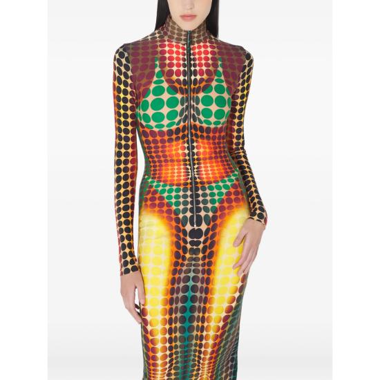 26SS 장 폴 고티에 롱 원피스 DR130 J042P 15506 YELLOW RED - JEAN PAUL GAULTIER