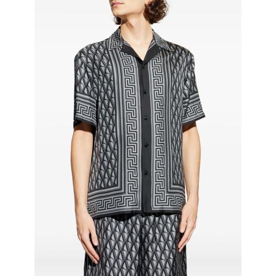 26SS 베르사체 반팔 셔츠 1A16785 1022740 5E720 GREY BLACK - VERSACE