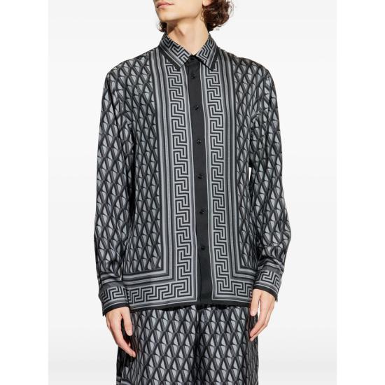 26SS 베르사체 긴팔 셔츠 1A16785 1019438 5E720 GREY BLACK - VERSACE