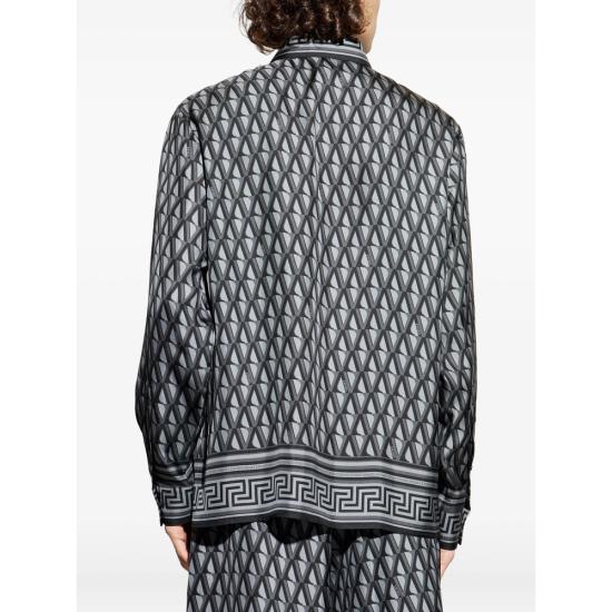 26SS 베르사체 긴팔 셔츠 1A16785 1019438 5E720 GREY BLACK - VERSACE