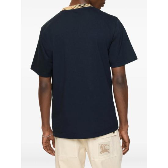 26SS 버버리 체크 트림 코튼 티셔츠 8118959 RYAN CT A1222 BLUE - BURBERRY