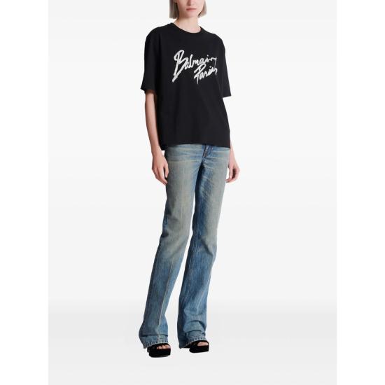 26SS 발망 반팔 티셔츠 GF1EG110 BD41 EAB BLACK - BALMAIN