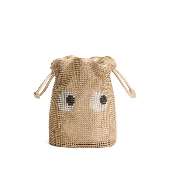 26SS 안야힌드마치 아이즈 크리스탈 드로스트링 파우치 205030 SS260147 GOLD