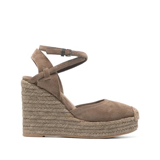 26SS 브루넬로 쿠치넬리 프레셔스 루프 스웨이드 에스파드리유 웨지 MZSFG3150 C8921 BROWN