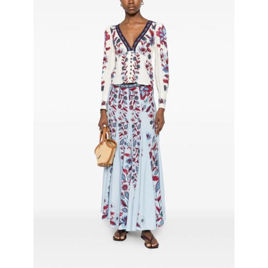 26SS 팜 리오 롱 스커트 350084 26072 BLUE RED - FARM RIO