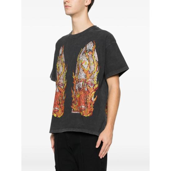 25FW 후 디싸이즈 워 스웨터 RHINESTONE FLA COAL BLACK - WHO DECIDES WAR