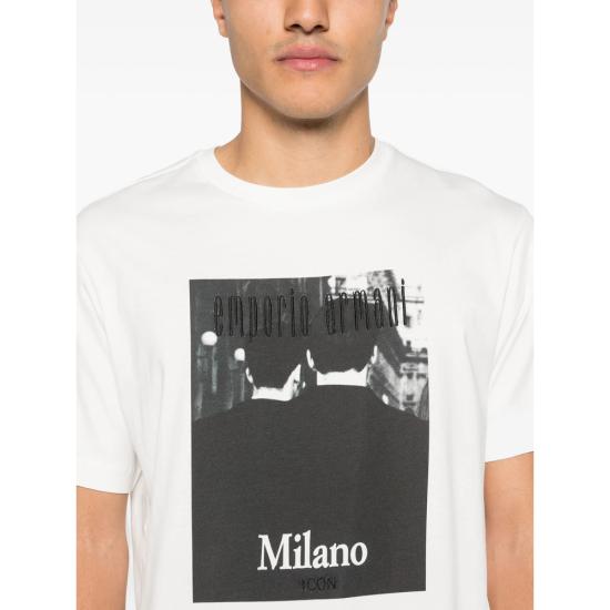 26SS 엠포리오 아르마니 반팔 티셔츠 AF23082 EM004751 F0041 WHITE BLACK - EMPORIO ARMANI