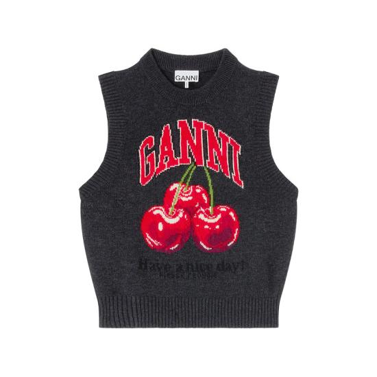 26SS 가니 그래픽 울 베스트 A1070264 252 GREY RED