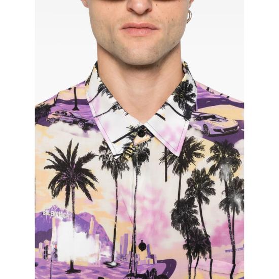 25FW 발렌시아가 반팔 셔츠 839190 TSLD3 5210 PURPLE PINK - BALENCIAGA