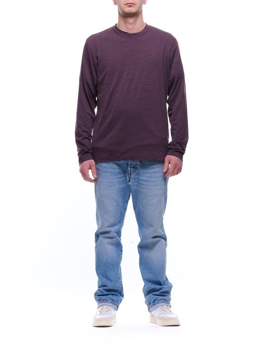 25FW 알베니 1905 긴팔 티셔츠 남성용 퍼플 파인 울  AUT-25 095PURPLE WOOL T-SHRT - ALBENI 1905
