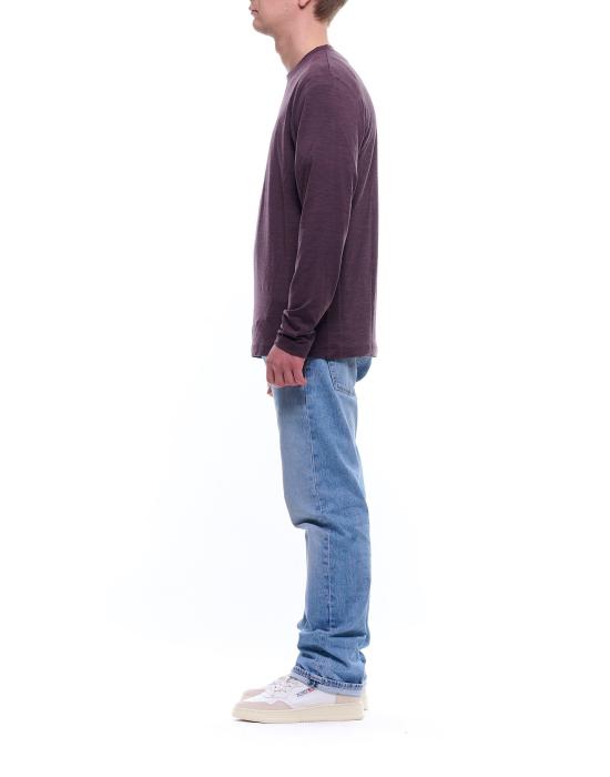 25FW 알베니 1905 긴팔 티셔츠 남성용 퍼플 파인 울  AUT-25 095PURPLE WOOL T-SHRT - ALBENI 1905