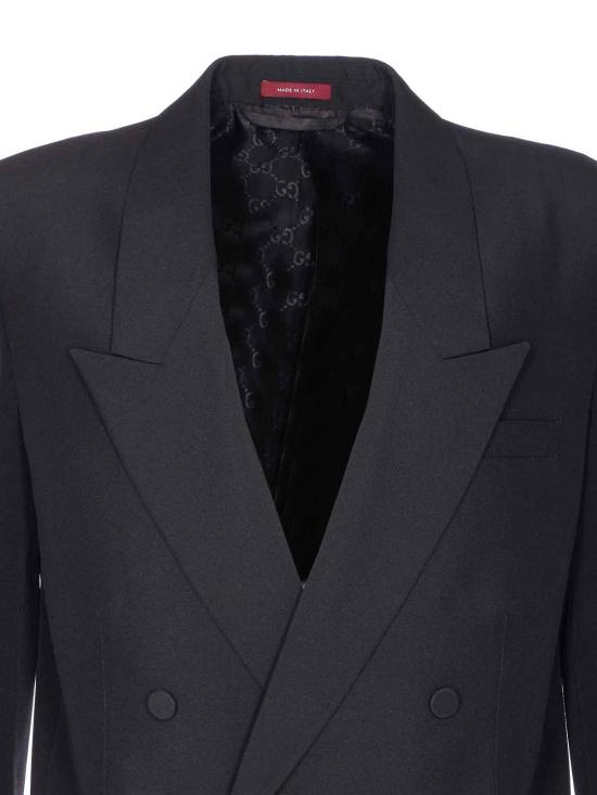 25FW 구찌 더블 브래스트 테크니컬 파나마 자켓 849881Z7AYA1000 Black - GUCCI