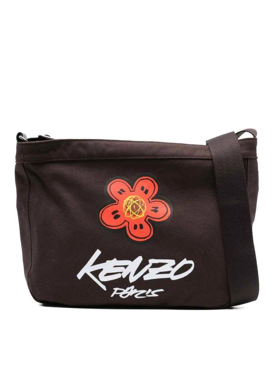  겐조 x Futura 2000 "Kenzo Utility" 레터링 라지 크로스백 FF68SA919F3691 Brown