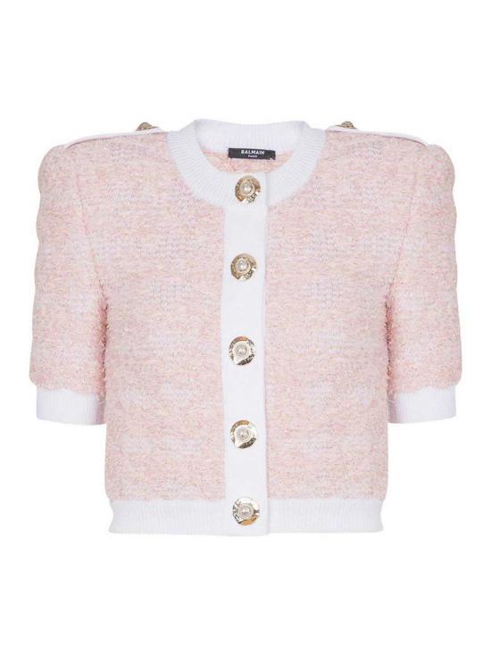 25FW 발망 숏슬리브 하운드투스 트위드 니트 가디건 FF1KL235KI72OIN Nude Neutrals