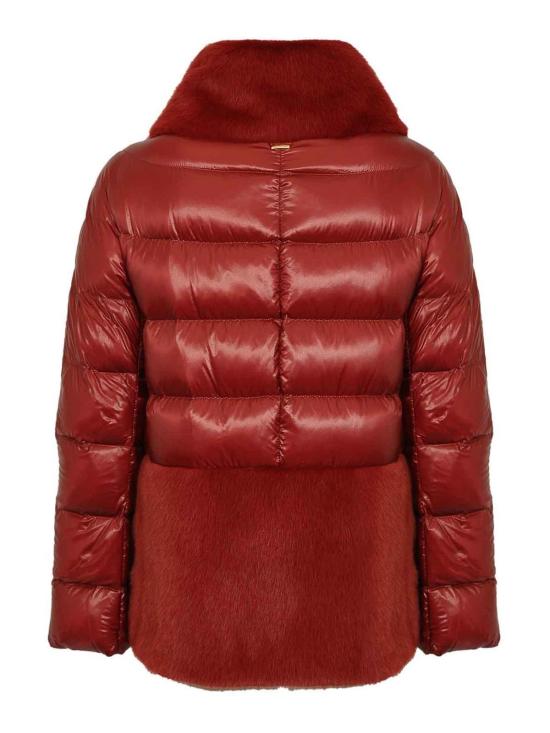  에르노 울트라라이트 나일론 & 레이디 얼터너티브 퍼 케이프 자켓 PI001933D12017Z6705 Dark Red - HERNO