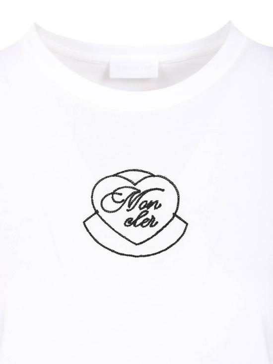  몽클레어 자수 하트 로고 코튼 티셔츠 K20938C0000989AJS00A White - MONCLER
