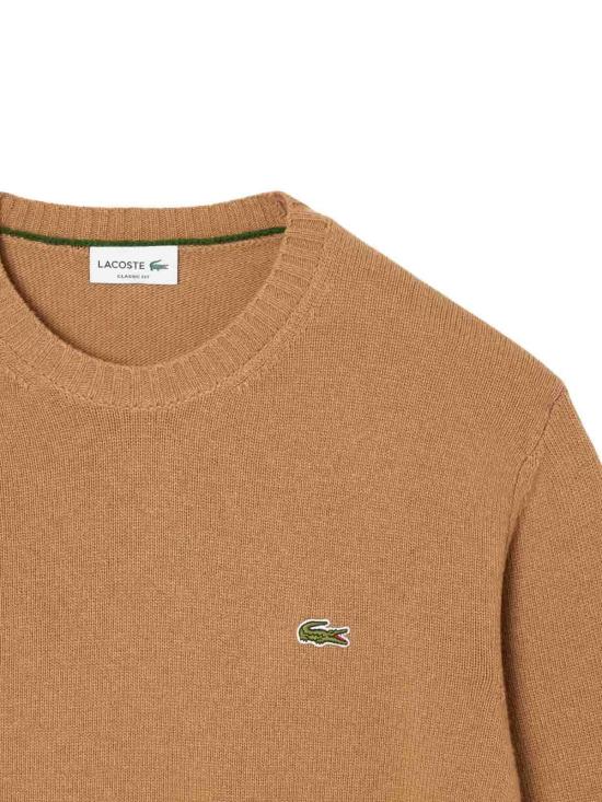 25FW 라코스테 방모 크루넥 스웨터 AH2916TUY Brown - LACOSTE