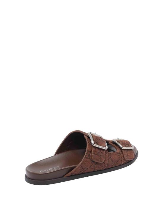 26FW 구찌 GG 스웨이드 슬라이드 샌들 816380AADUO2256 Brown - GUCCI