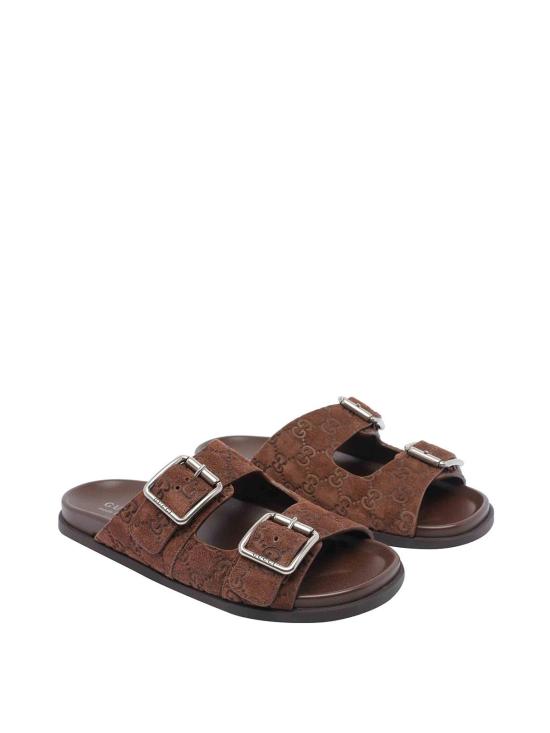 26FW 구찌 GG 스웨이드 슬라이드 샌들 816380AADUO2256 Brown - GUCCI