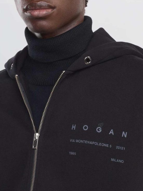 25FW 호간 후드 티셔츠 KQMB551203TXUYB999 Black - HOGAN