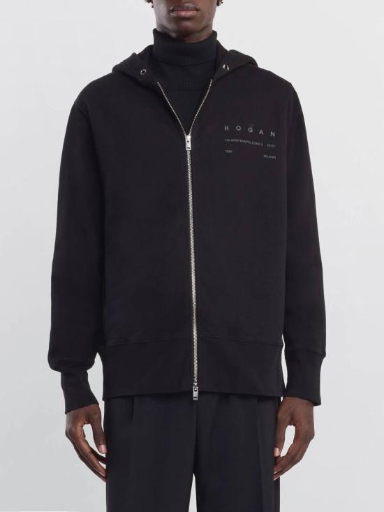 25FW 호간 후드 티셔츠 KQMB551203TXUYB999 Black - HOGAN