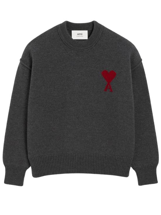 25FW 아미 빅 하트 울 크루넥 스웨터 UKS838D 018084 Grey